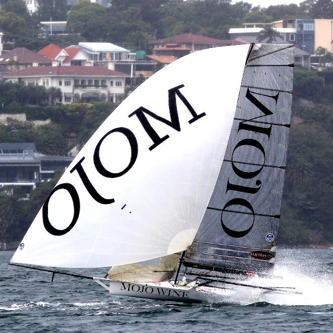 Mojo Wine shows her pace in a fresh southerly © Frank Quealey /Australian 18 Footers League http://www.18footers.com.au